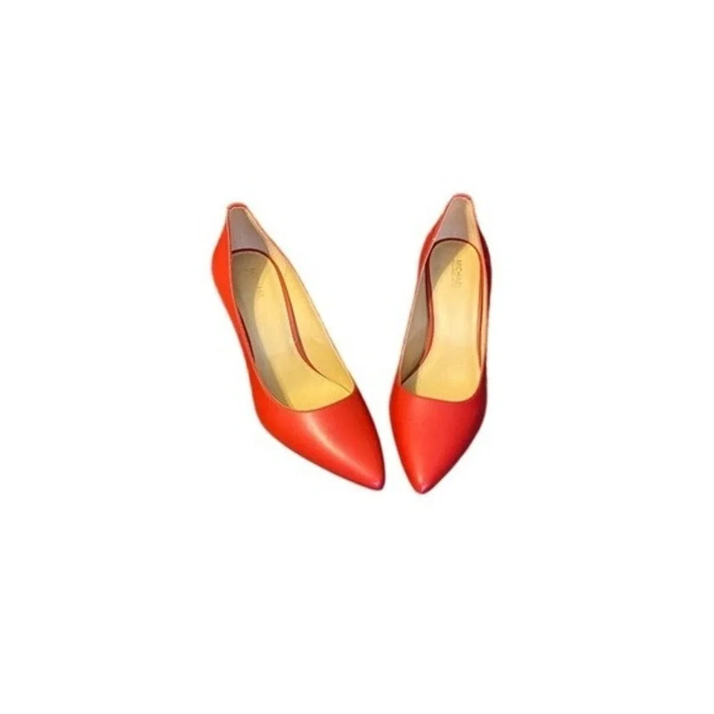MICHAEL‎ KORS Red Leather Pointed Toe Stiletto Heel Pumps Women Shoes Size 7